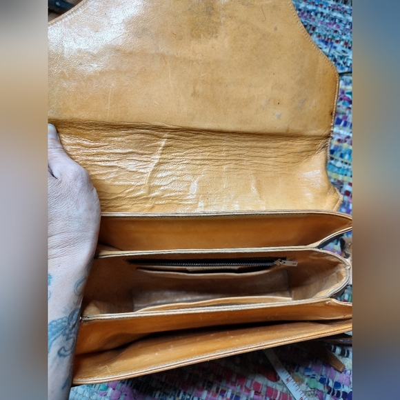 Vintage Handmade Mexican Handbag Western Tooled Leather Purse - Picture 5 of 13